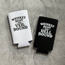 Load image into Gallery viewer, Whiskey Bent and Veil Bound Hell Bound Bachelorette Slim Seltzer Can Coolers
