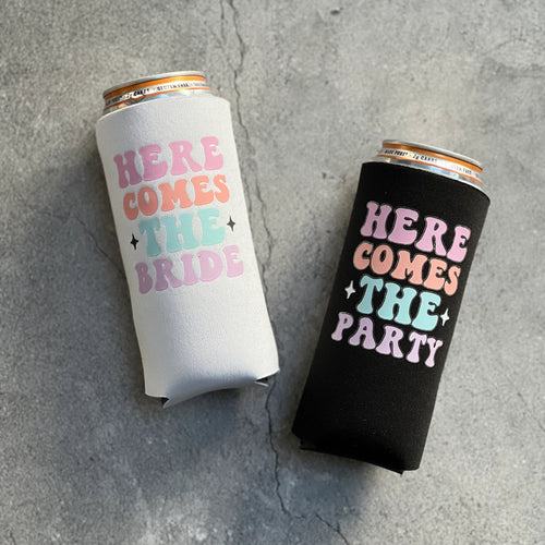 Bride Tribe Bachelorette Party Skinny Slim Can Coozies - Rosé Pink - 1 –  All Day Soirée®