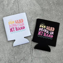 Load image into Gallery viewer, Sun Sand Ring on my Hand Drink in my Hand Retro Summer Beach Bachelorette Can Coolers
