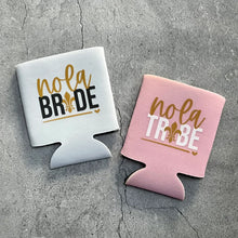 Load image into Gallery viewer, Nola Bride Nola Tribe New Orleans Louisiana Mardi Gras Bachelorette Party Can Coolers
