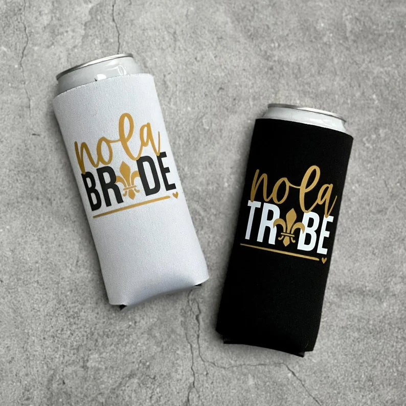 Nola Bride Nola Tribe New Orleans Louisiana Mardi Gras Bachelorette Party Slim Seltzer Can Coolers