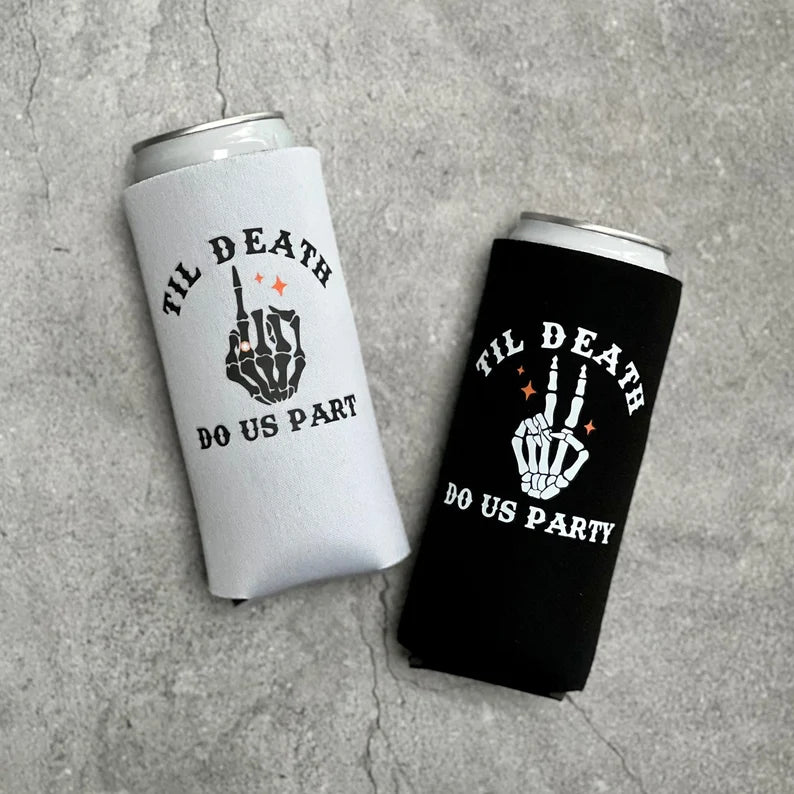 Til Death Do Us Part Til Death Do Us Party Halloween Bachelorette Slim Seltzer Can Coolers