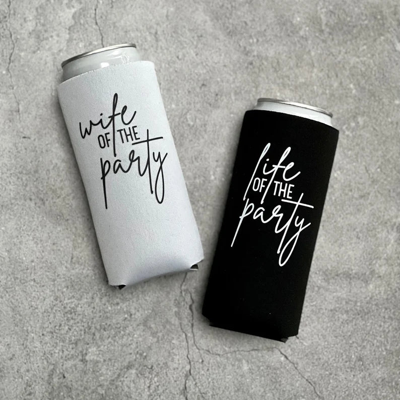 Wife of the Party Life of the Party Bachelorette Party Slim Seltzer Can Coolers