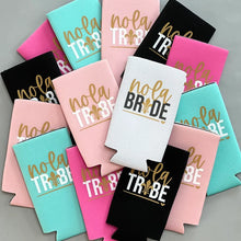 Load image into Gallery viewer, Nola Bride Nola Tribe New Orleans Louisiana Mardi Gras Bachelorette Party Slim Seltzer Can Coolers
