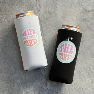 Wife of the Party and The Party Bachelorette Party Slim Seltzer Can Coolers