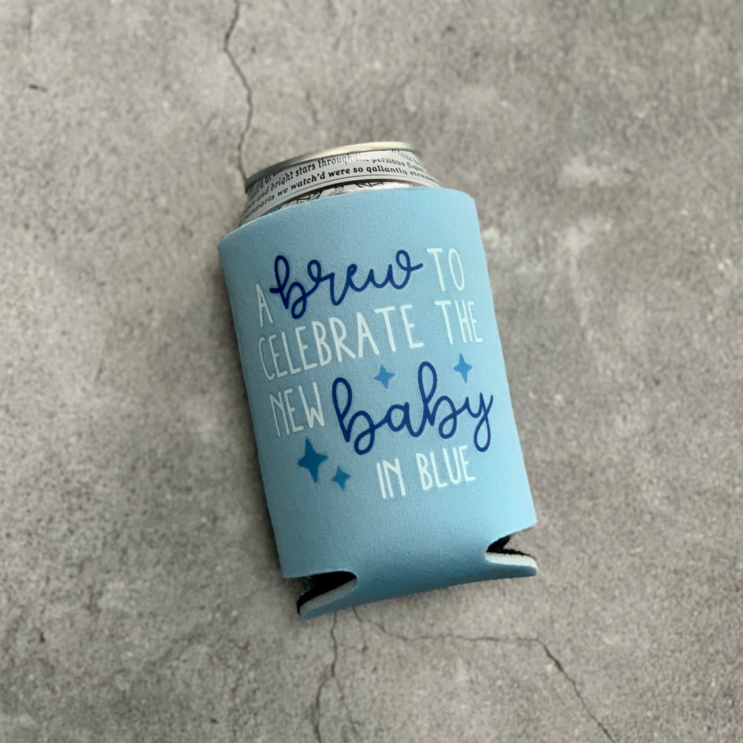 A Brew to Celebrate the New Baby in Blue Baby Shower Can Coolers