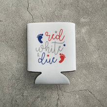 Load image into Gallery viewer, Red White &amp; Due Baby Shower Can Coolers
