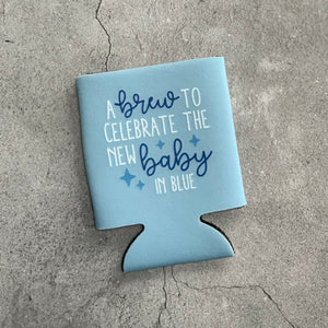 A Brew to Celebrate the New Baby in Blue Baby Shower Can Coolers