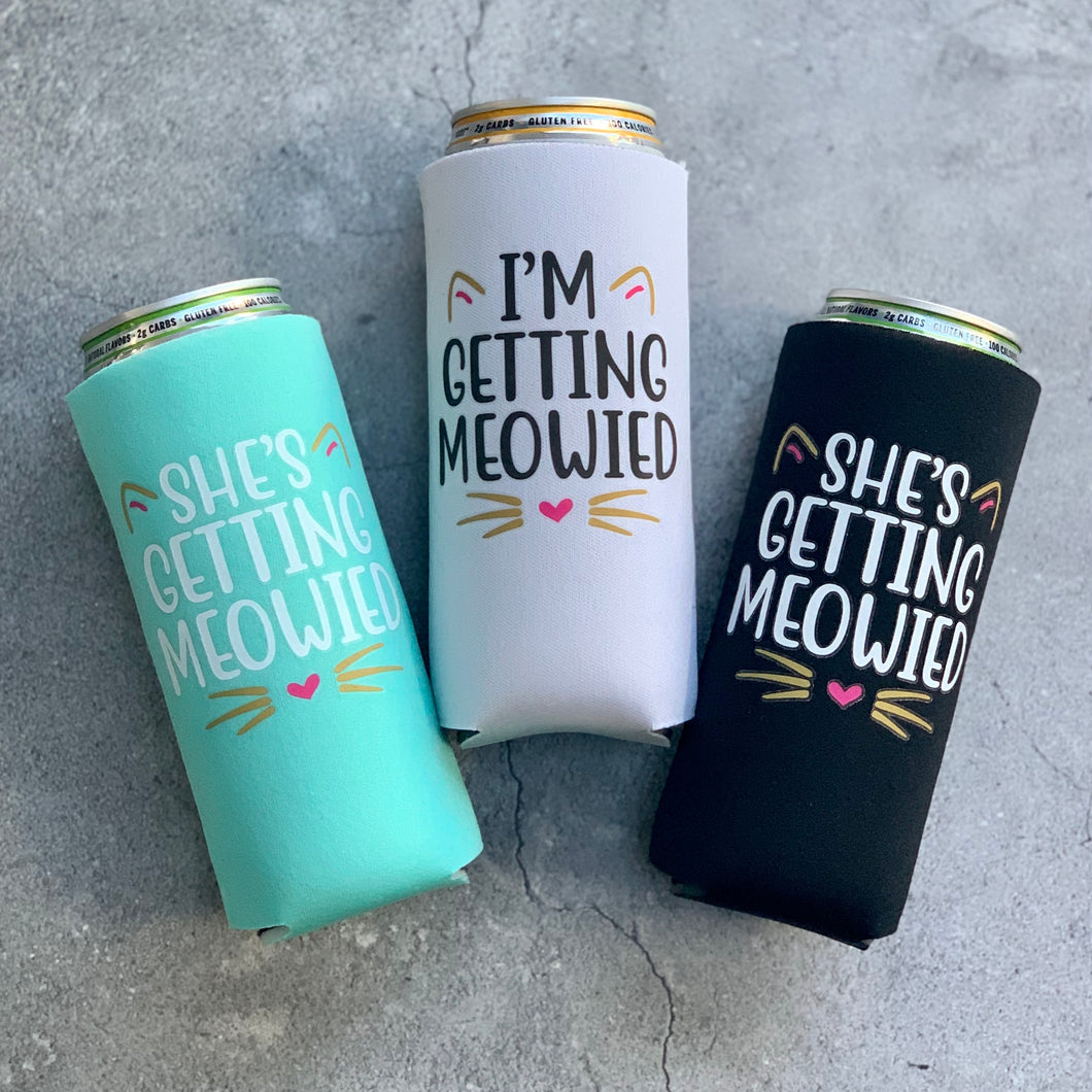 Getting Meowied Bachelorette Party Slim Can Coolers